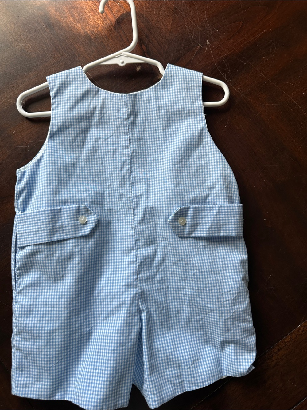 Light Blue Gingham Kids Romper